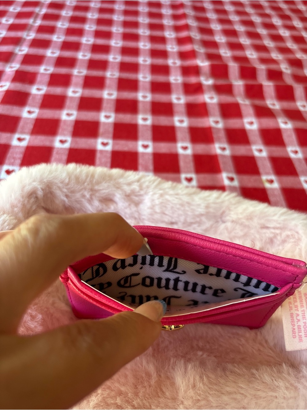 Juicy Couture Bright Pink Slim Card Wallet with Gold Logo - Picture 3 of 7